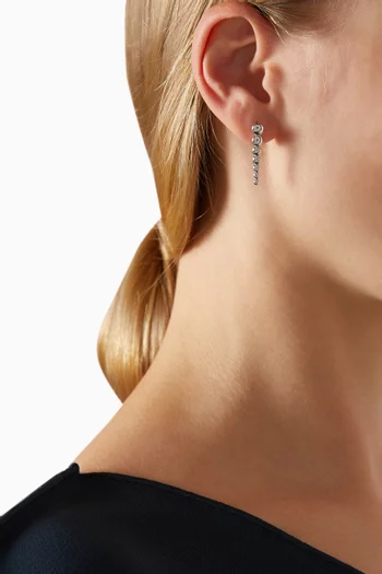 Articulated Beaded Stud Drop Earrings in Rhodium-plated Recycled Sterling Silver