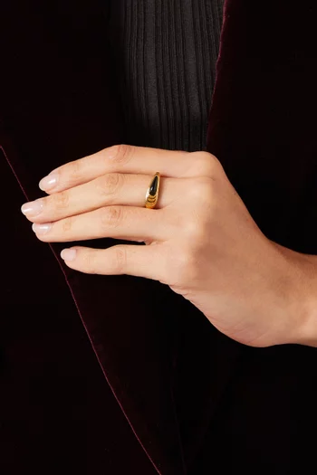 Wavy Ridge Onyx Stacking Ring in 18kt Recycled Gold Vermeil