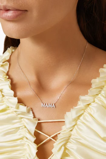 Mama Diamond Pendant Necklace in 18kt White Gold