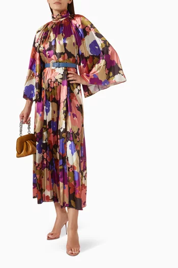 Floral-print Belted Midi Dress