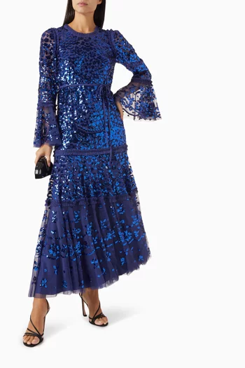 Annie Sequin Tiered Ankle Gown in Tulle