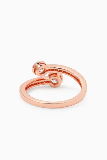 Bybass Pave Wrap Ring in Rhodium-plated Brass