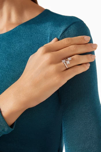 Triple Baguette Wrap Ring in Rhodium-plated Brass