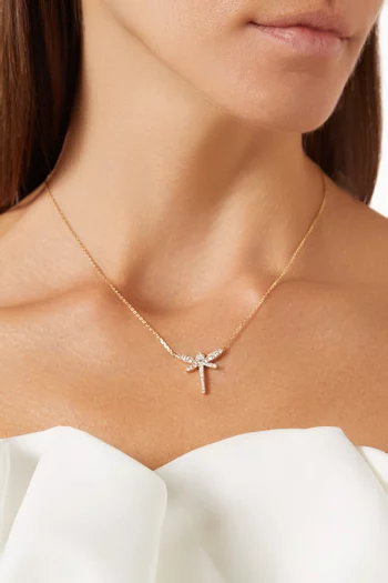 Dragonfly Pendant Diamond Necklace in 18kt Yellow Gold