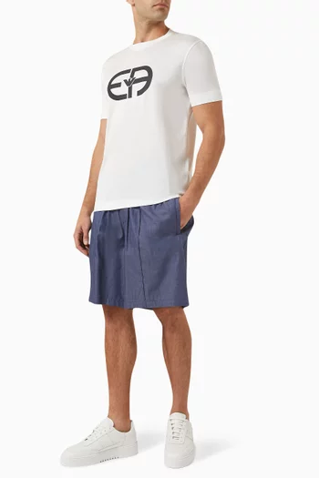 Denim-effect Bermuda Shorts in Cotton Chambray