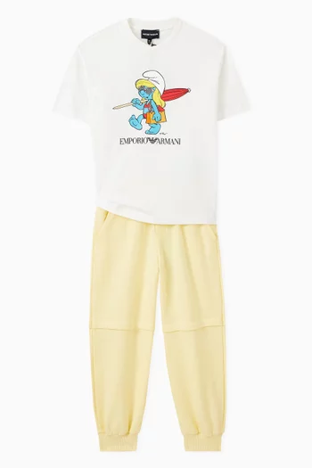 x Smurfs Embroidered Logo Joggers in Organic Cotton