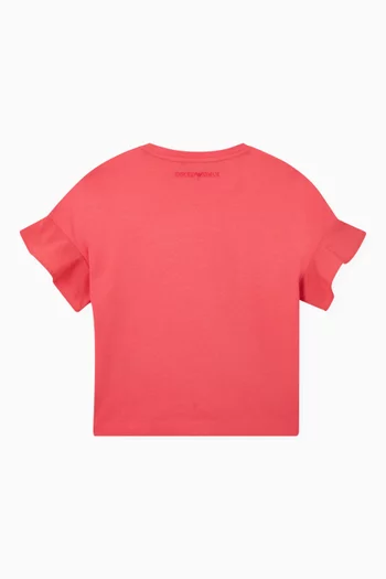 Ruffled-sleeve T-shirt in Cotton