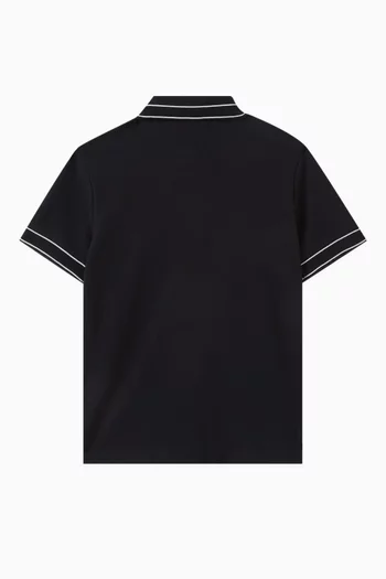Striped-collar Polo Shirt in Cotton-piqué