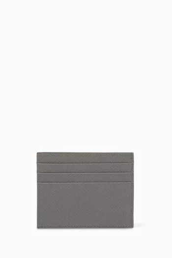 Logo Card Holder in Saffiano Leather