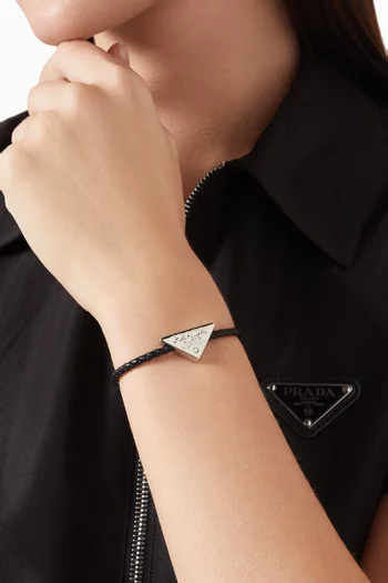 Triangle Logo Braided Bracelet in Nappa