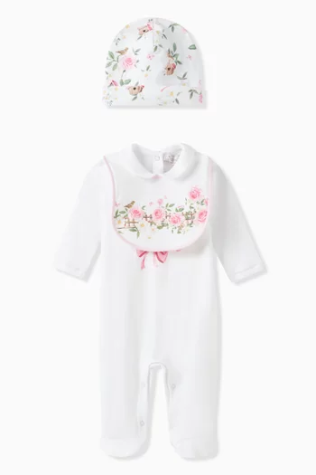 Floral-print Sleepsuit Set in Cotton