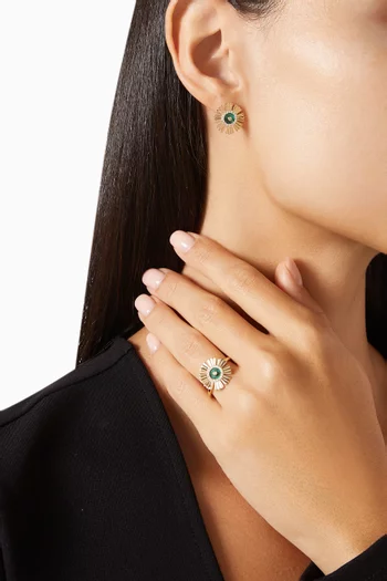 Farfasha Happy Sunkiss Diamond & Malachite Earrings in 18kt Gold