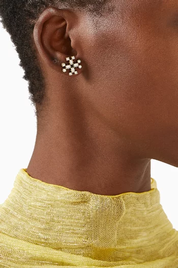 Crystal Stud Earrings in Plated Brass