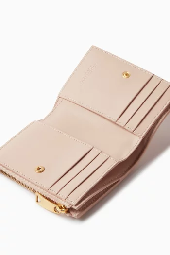 Small Bi-fold Cassette Zip Wallet in Intrecciato Leather