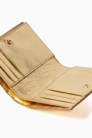 Bi-fold Zip Wallet in Metallic Intrecciato Leather