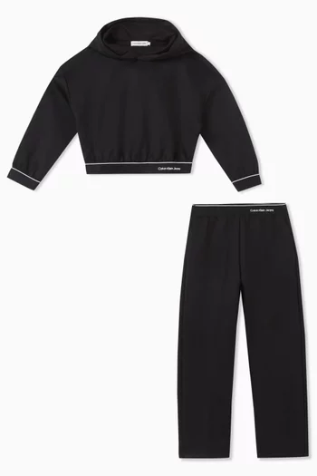 Logo Hoodie & Pants Set in Stretch Polyester