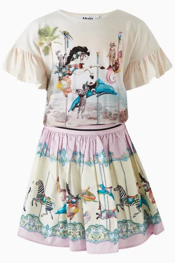 Brenda Sea Carousel Skirt in Cotton