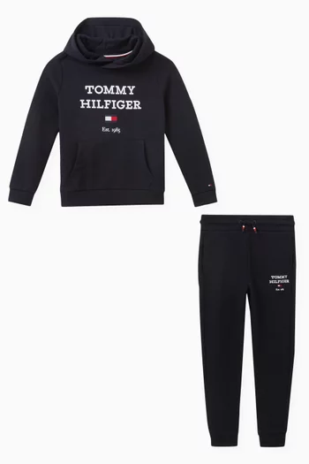 Logo Hoodie and Joggers Set in Cotton