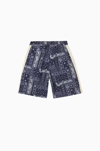 Logo Print Track Shorts in Cotton-Blend