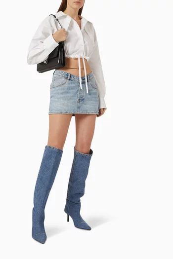 Nameplate Body Chain Mini Skirt in Denim