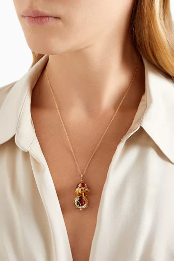 Heritage Diamond & Guilloché Ladybird Locket Necklace in 18kt Gold