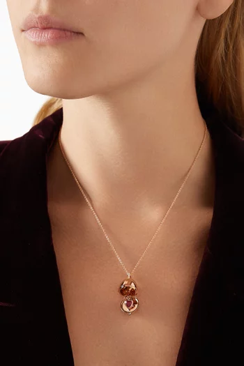 Essence Diamond & Ruby Heart Locket Necklace in 18kt Rose Gold