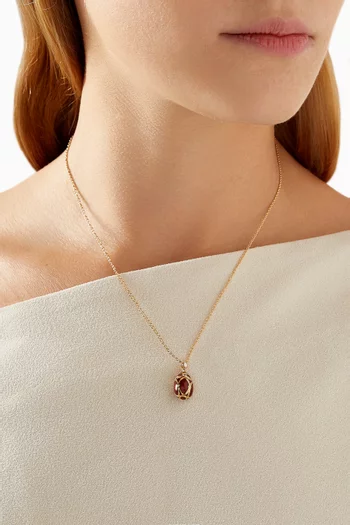 Heritage Diamond & Guilloché Egg Necklace in 18kt Gold