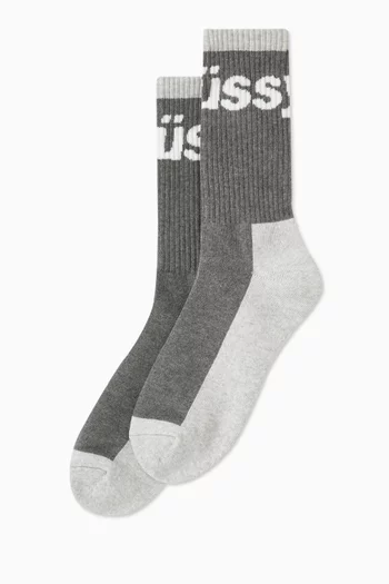 Logo Jacquard Trail Crew Socks in Cotton-blend