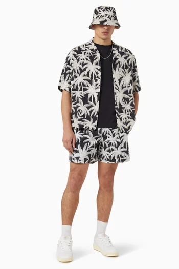 All-over Palms-print Swimshorts in Nylon