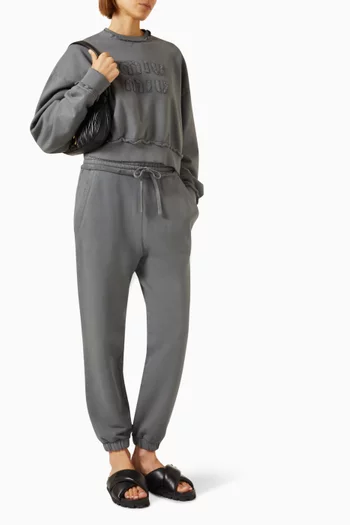 Embroidered Logo Sweatpants in Cotton-fleece