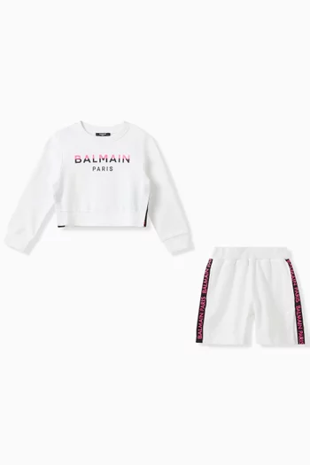 Sweatshirt and Shorts Set in Cotton