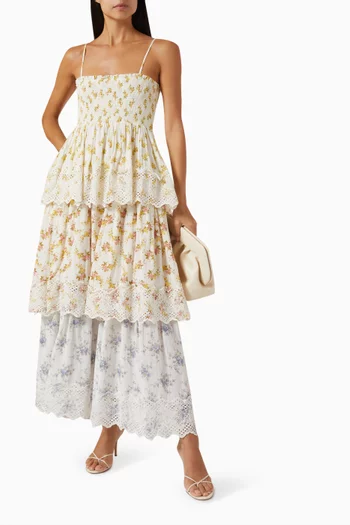 Slub Layered Maxi Dress in Cotton & Viscose-blend