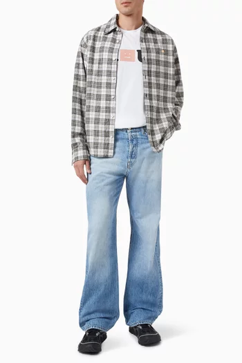 Flannel Check Button-up Shirt in Cotton