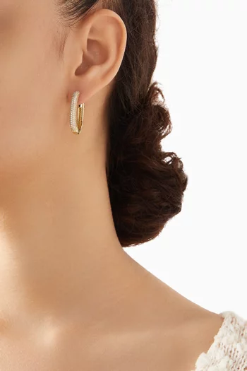 Pavé Square Hoops Earrings in 14kt Gold-plated Brass