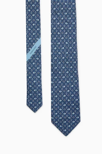 Jump-print Tie in Silk Twill