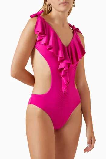 Ruffle Cut-out One-piece Swimsuit