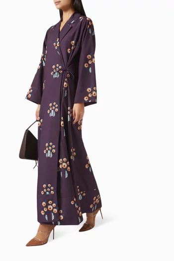 Floral-print Abaya in Cotton