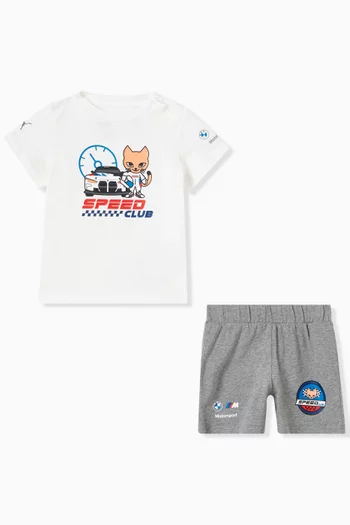 BMW M Motorsport T-shirt & Shorts Set in Cotton