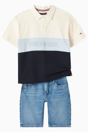 Monotype Colour-block Polo Shirt in Cotton