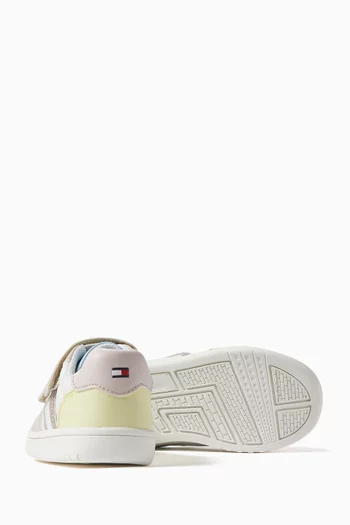 Flag Low Cut Velcro Sneakers in Faux Leather