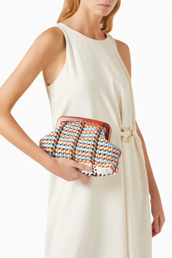 Nellie Woven Clutch Bag in Faux leather