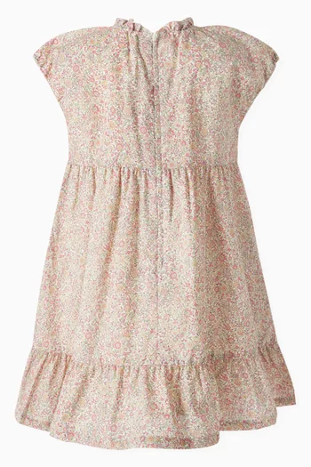 Floral-print Ruffle Dress in Cotton