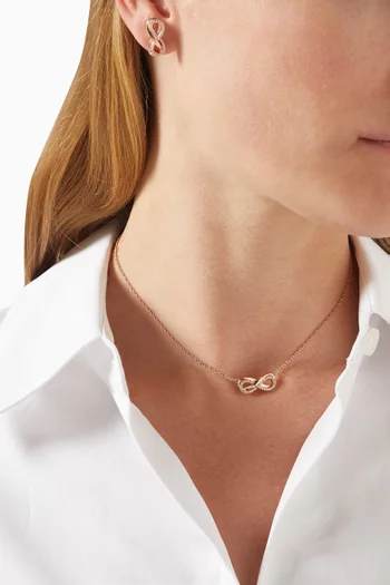 Infinity Crystal Stud Earrings in Rose Gold-plated Metal