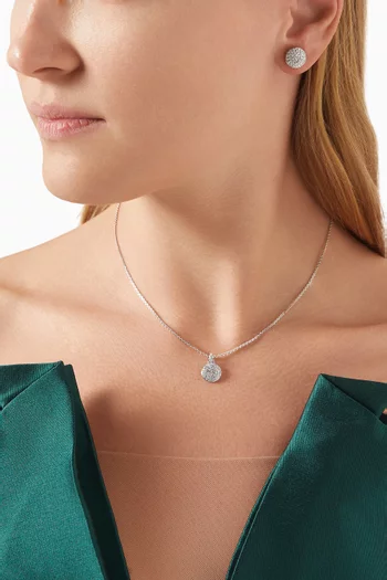 Meteora Crystal Necklace & Stud Earrings Set in Rhodium-plated Metal