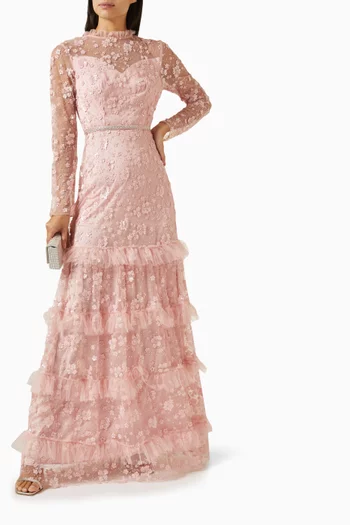 Sequin-embellished Maxi Dress in Tulle