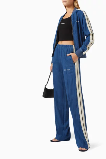 Logo Track Pants in Cotton-chambray