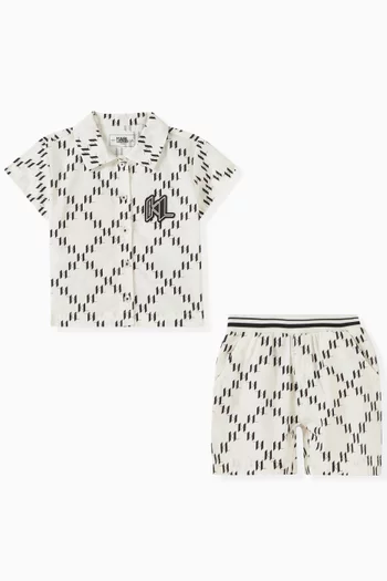 Monogram Polo Shirt & Shorts Set in Cotton