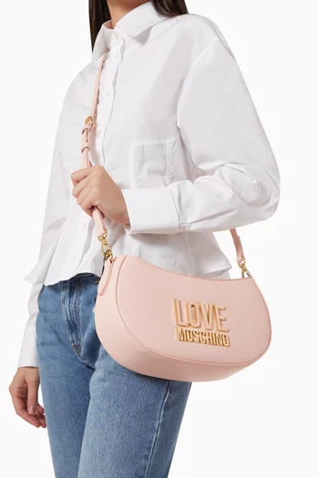 Jelly Logo Shoulder Bag in Faux Leather