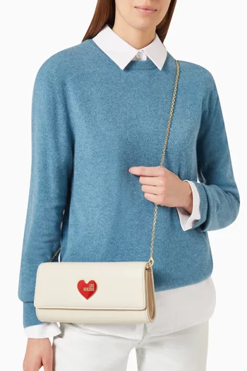Smart Daily Heart Logo Crossbody Bag in  Faux Leather