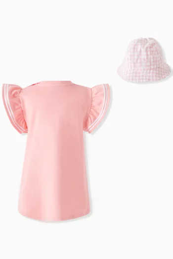 Logo Dress & Sun Hat Gift Set in Cotton Blend